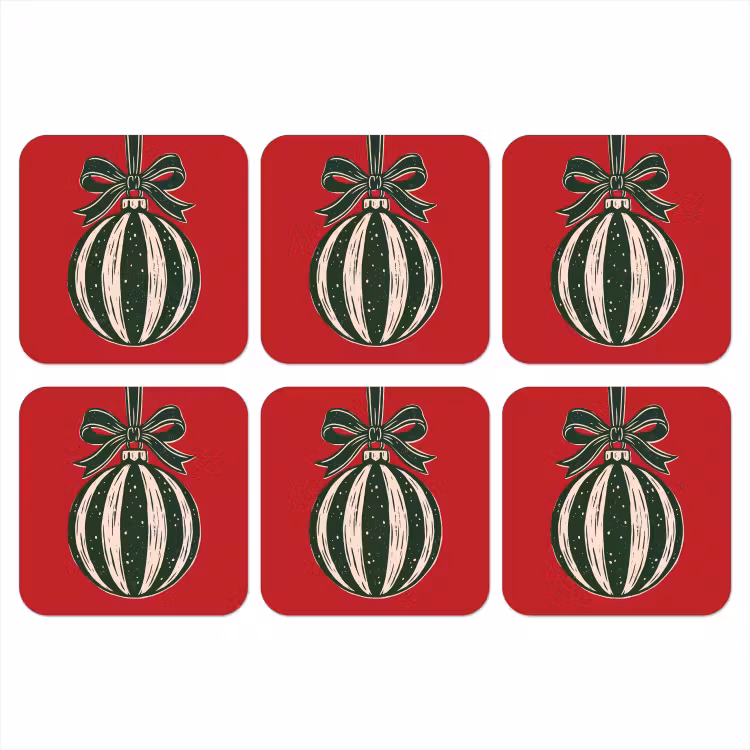 Onderzetter - Kerstbal - Kerst - Rood — 1