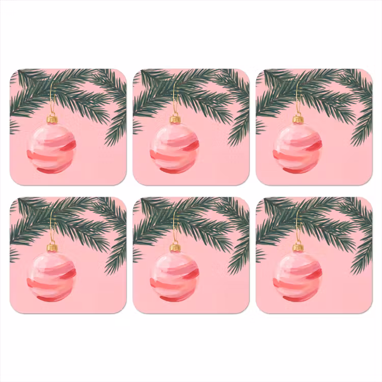 Onderzetter - Kerstbal - Roze - Kerst — 1