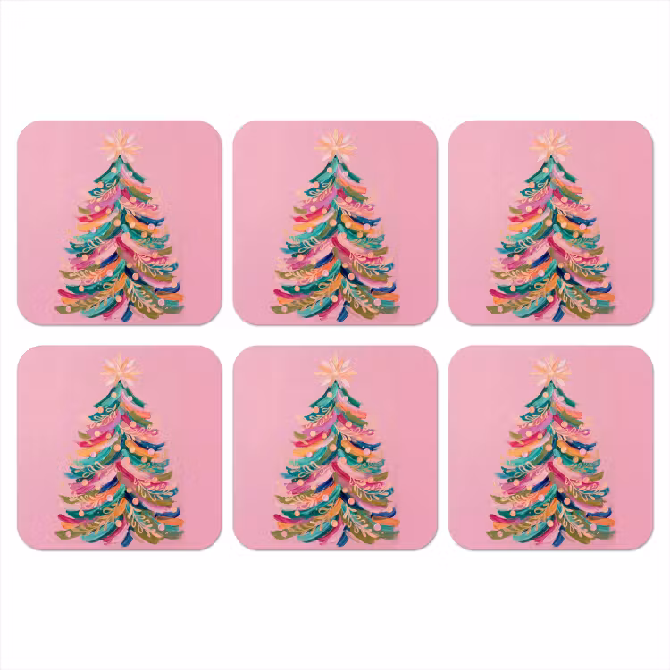 Onderzetter - Kerstboom - Abstract - Kleurrijk — 1