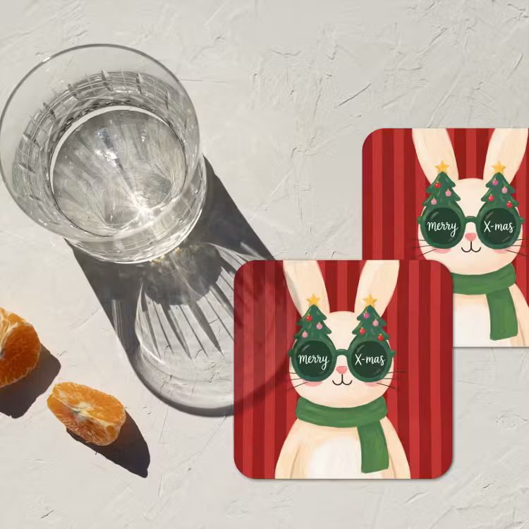 Onderzetter - Konijn - Kerst - Dieren — 2