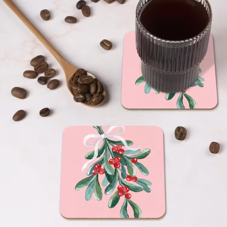 Onderzetter - Plant - Kerst - Roze — 4