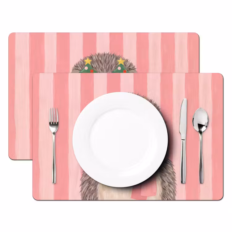 Placemat - 6 stuks - Egel - Kerst - Illustratie — 2