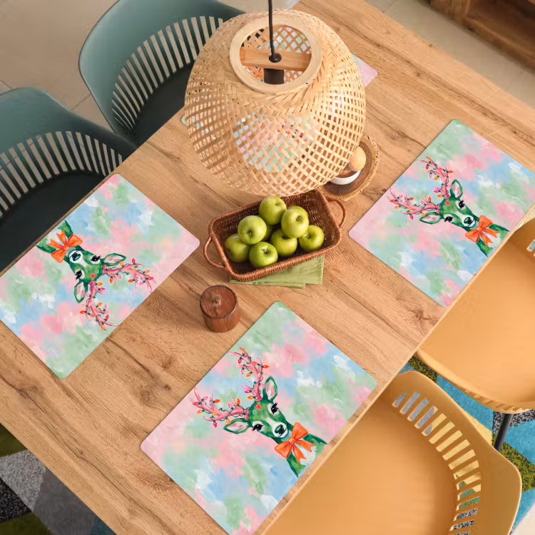 Placemat - 6 stuks - Hert - Kerst - Dieren — 6