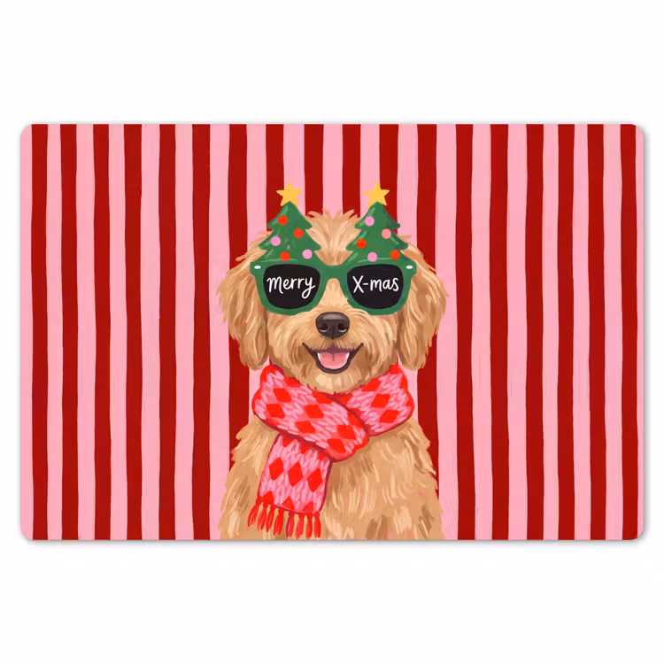 Placemat - 6 stuks - Hond - Kerst - Rood — 7