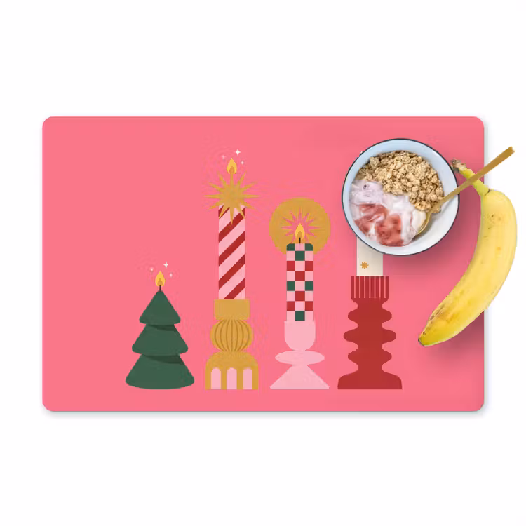 Placemat - 6 stuks - Kaarsen - Feest - Roze — 1