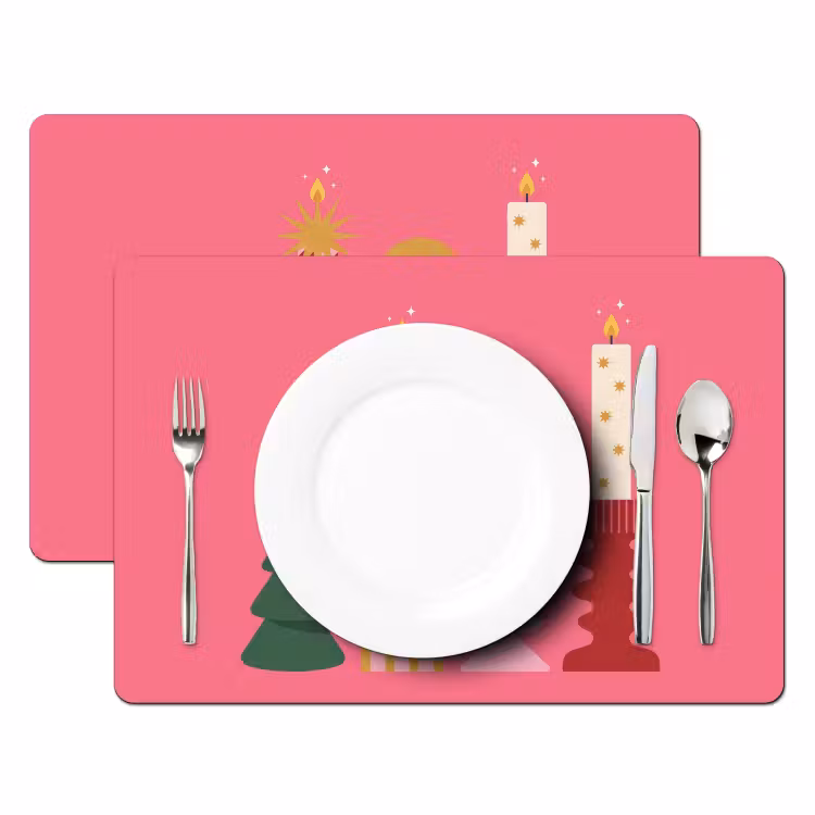 Placemat - 6 stuks - Kaarsen - Feest - Roze — 2