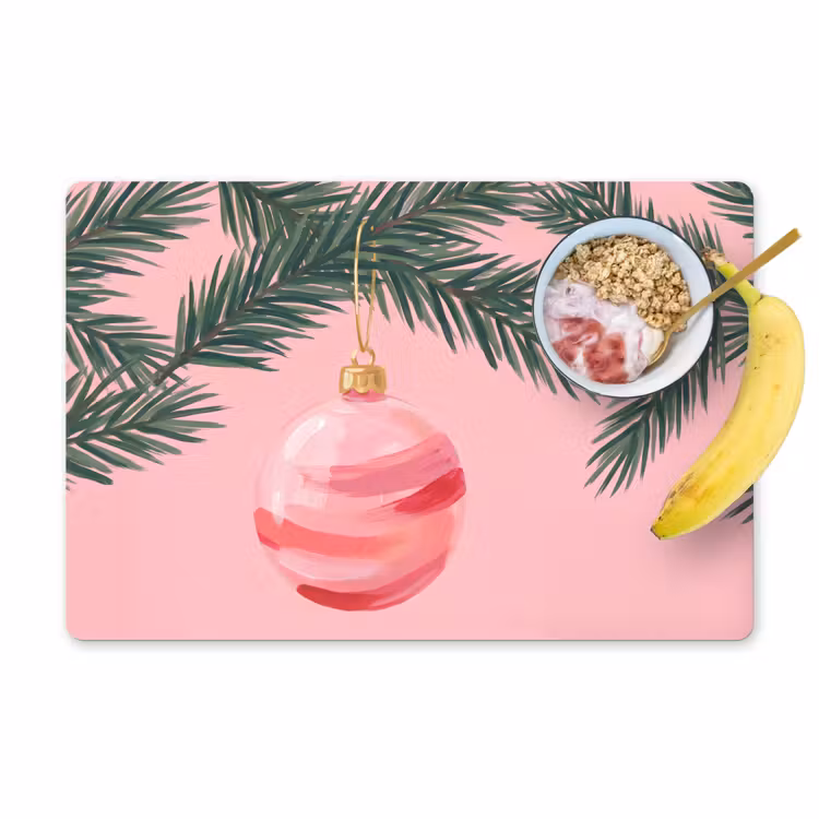 Placemat - 6 stuks - Kerstbal - Roze - Kerst — 1