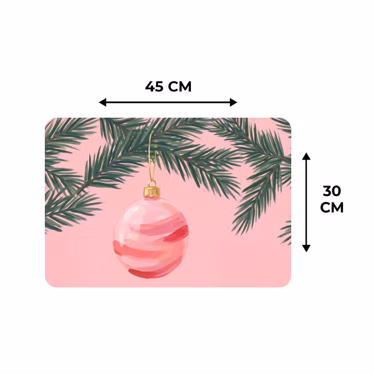 Placemat - 6 stuks - Kerstbal - Roze - Kerst — 3