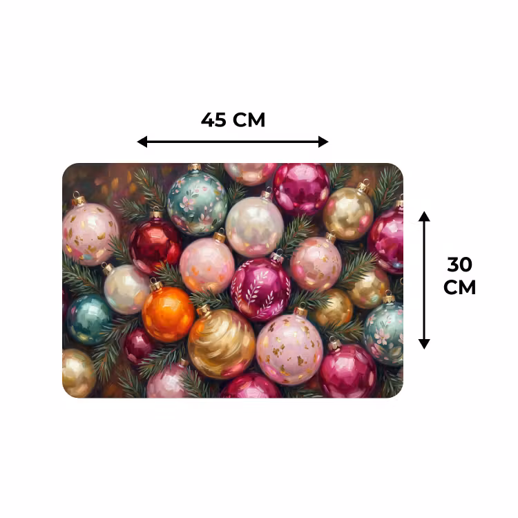 Placemat - 6 stuks - Kerstballen - Kleurrijk - Feest — 3