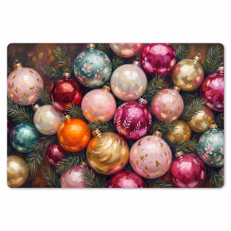Placemat - 6 stuks - Kerstballen - Kleurrijk - Feest — 7