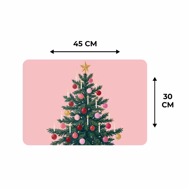 Placemat - 6 stuks - Kerstboom - Kerst - Roze — 3