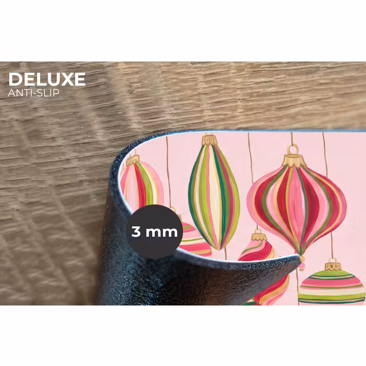 Placemat - 6 stuks - Kerstversiering - Gestreept - Roze — 4
