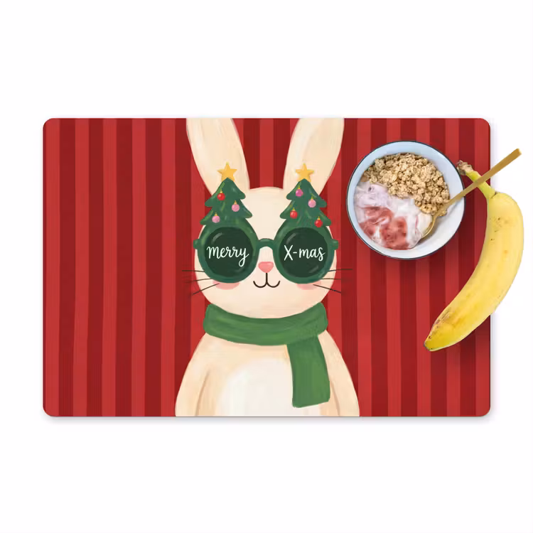 Placemat - 6 stuks - Konijn - Kerst - Dieren — 1