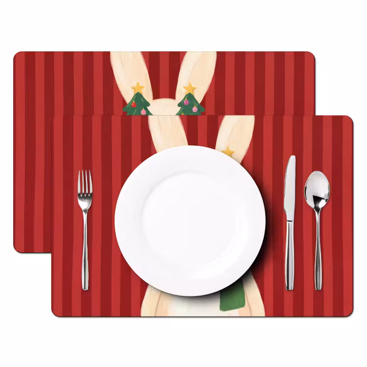 Placemat - 6 stuks - Konijn - Kerst - Dieren — 2