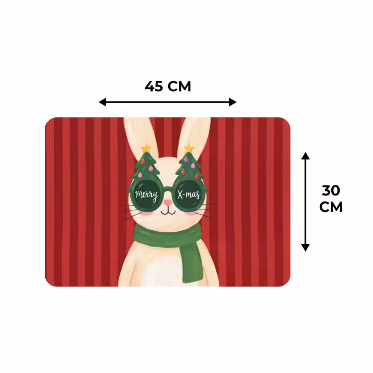 Placemat - 6 stuks - Konijn - Kerst - Dieren — 3