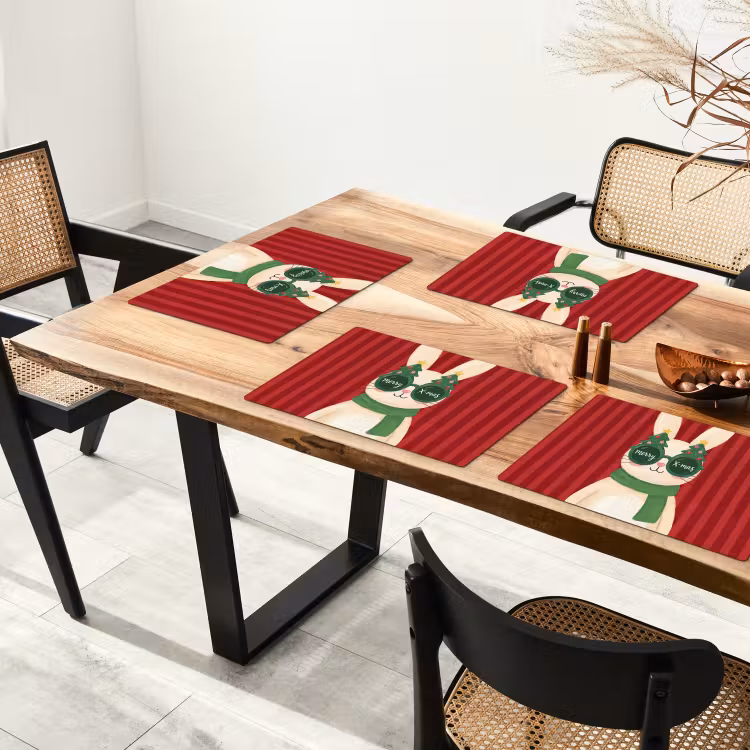 Placemat - 6 stuks - Konijn - Kerst - Dieren — 5