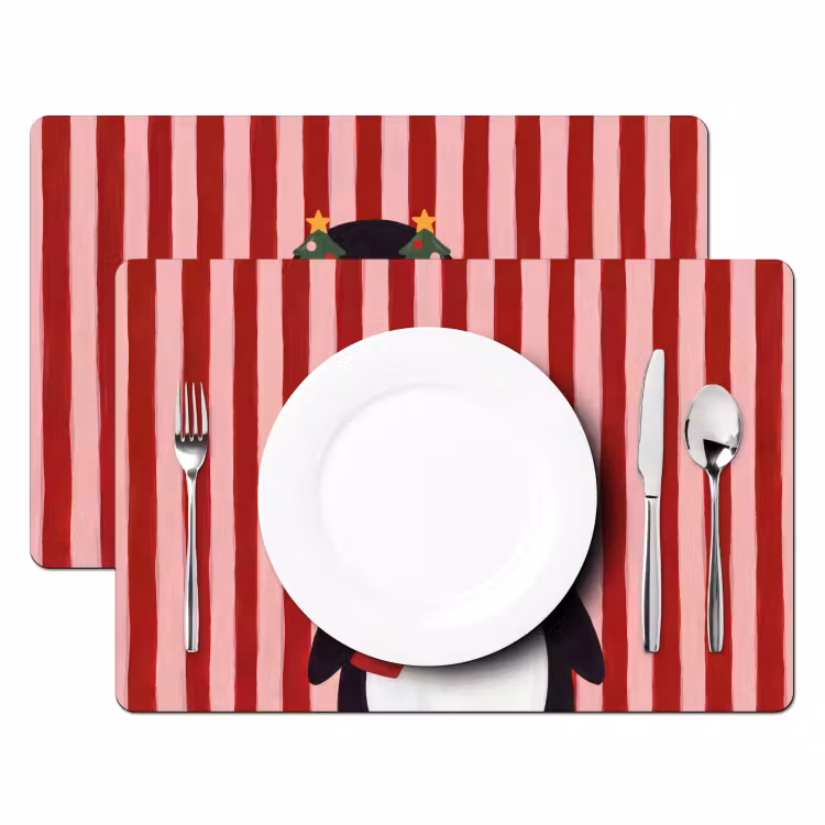 Placemat - 6 stuks - Pinguïn - Kerst - Illustratie — 2
