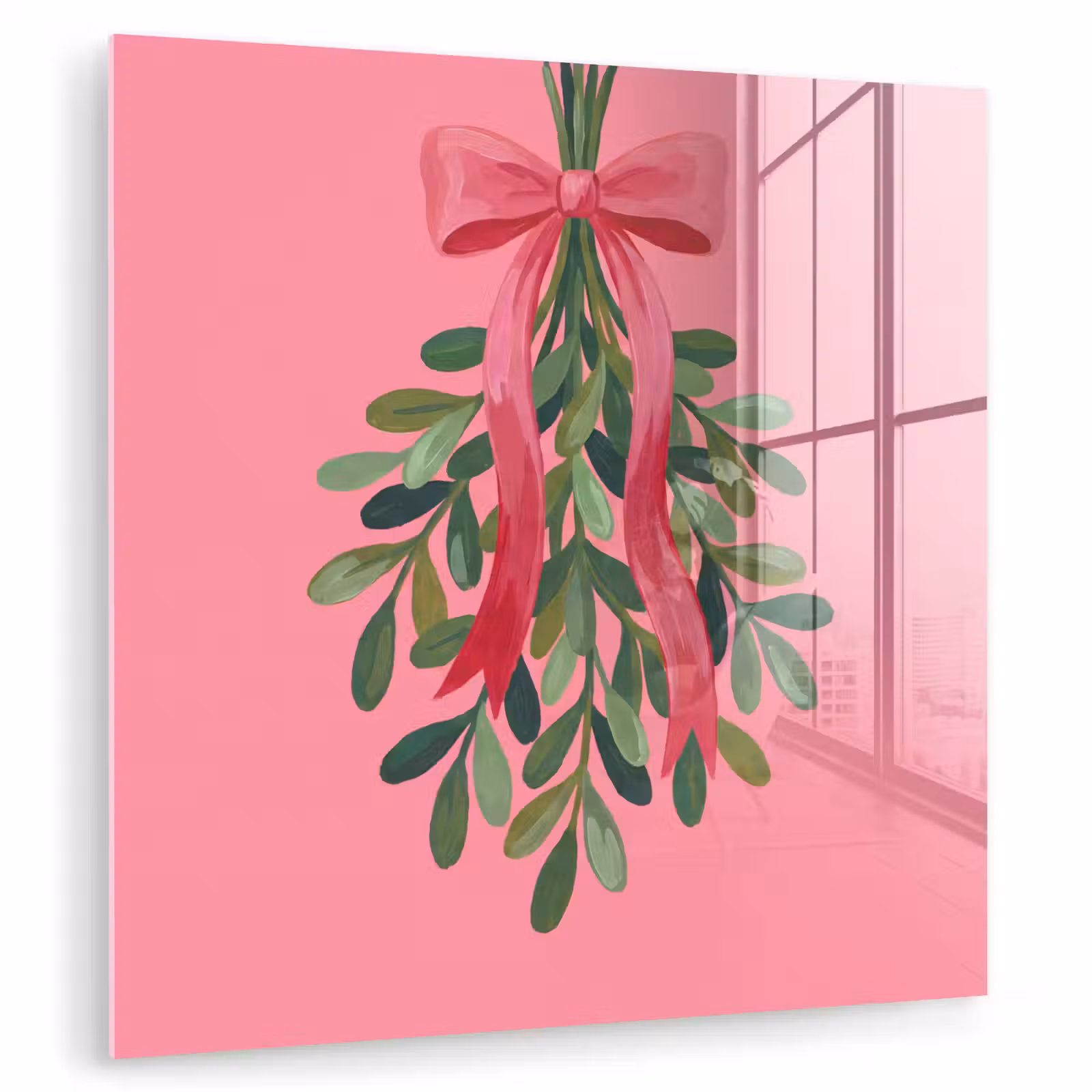 Glas schilderij - Plant - Lint - Roze — 1