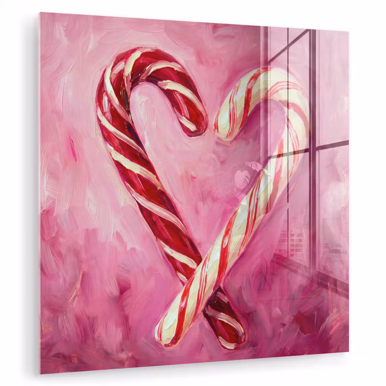 Glas schilderij - Snoep - Hart - Roze — 1