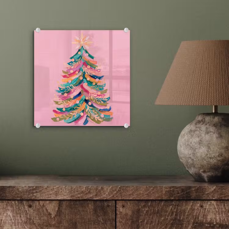 Glas schilderij - Kerstboom - Abstract - Kleurrijk — 4