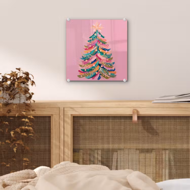 Glas schilderij - Kerstboom - Abstract - Kleurrijk — 5
