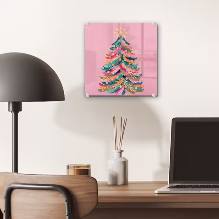 Glas schilderij - Kerstboom - Abstract - Kleurrijk — 7