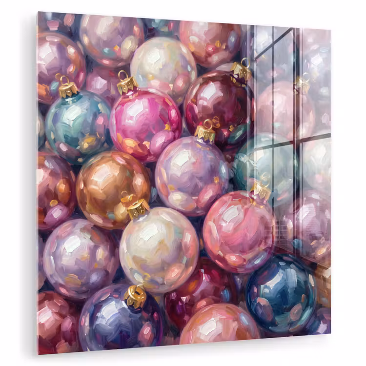 Glas schilderij - Kerstdecoratie - Kleurrijk - Feest — 1