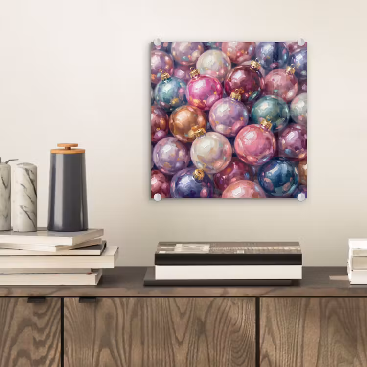 Glas schilderij - Kerstdecoratie - Kleurrijk - Feest — 2