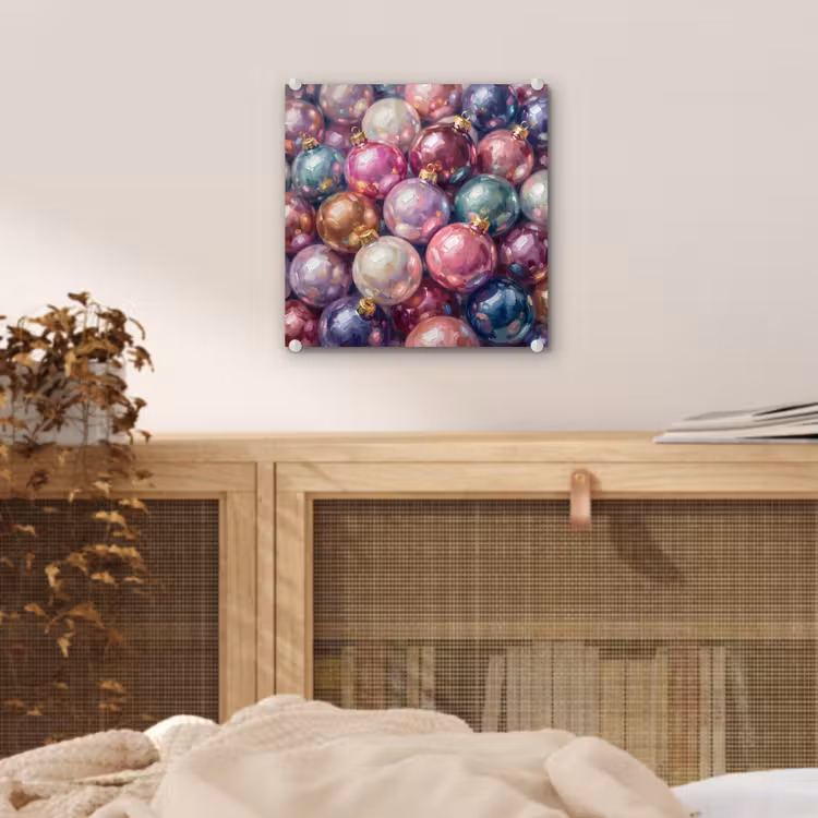 Glas schilderij - Kerstdecoratie - Kleurrijk - Feest — 5