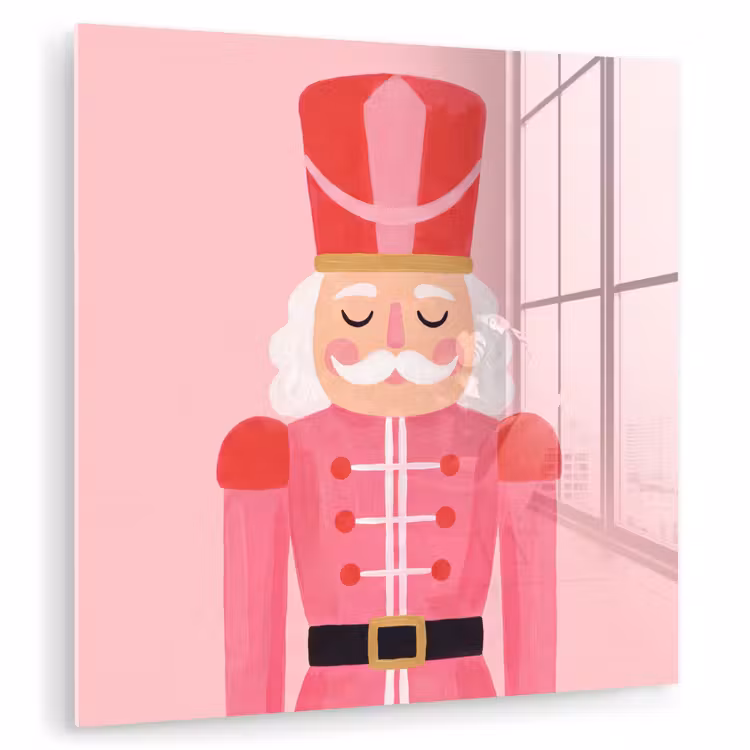 Glas schilderij - Notenkraker roze illustratie — 1