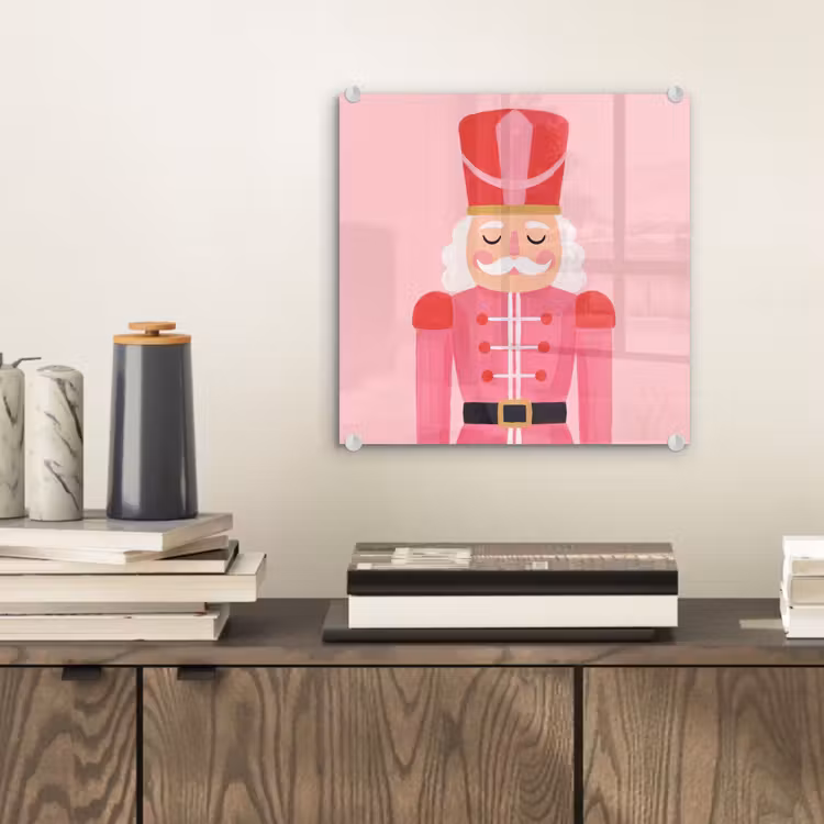 Glas schilderij - Notenkraker roze illustratie — 2