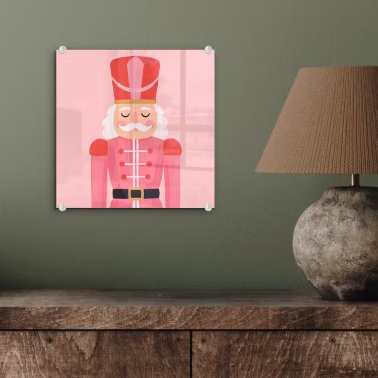 Glas schilderij - Notenkraker roze illustratie — 4
