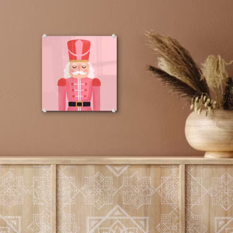 Glas schilderij - Notenkraker roze illustratie — 6