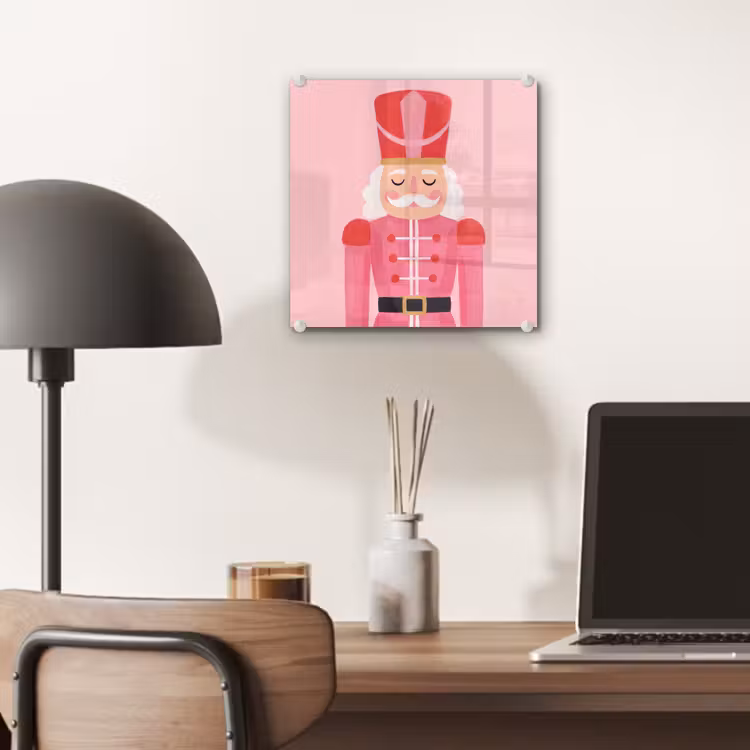 Glas schilderij - Notenkraker roze illustratie — 7