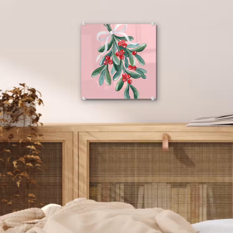 Glas schilderij - Plant - Kerst - Roze — 5