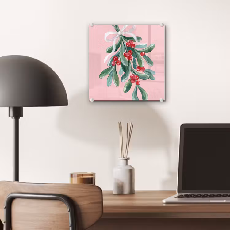 Glas schilderij - Plant - Kerst - Roze — 7
