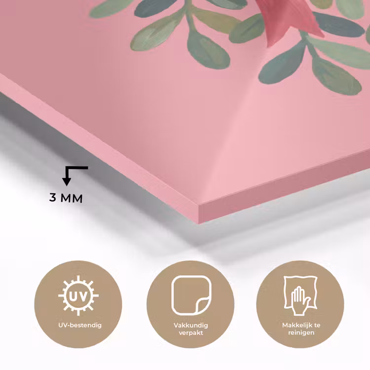 Glas schilderij - Plant - Lint - Roze — 3