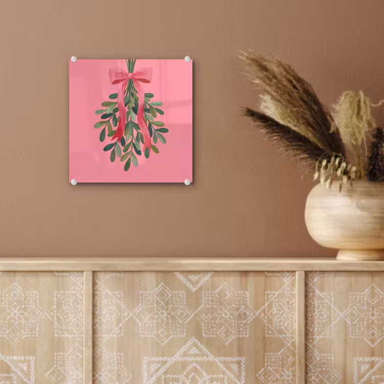 Glas schilderij - Plant - Lint - Roze — 6