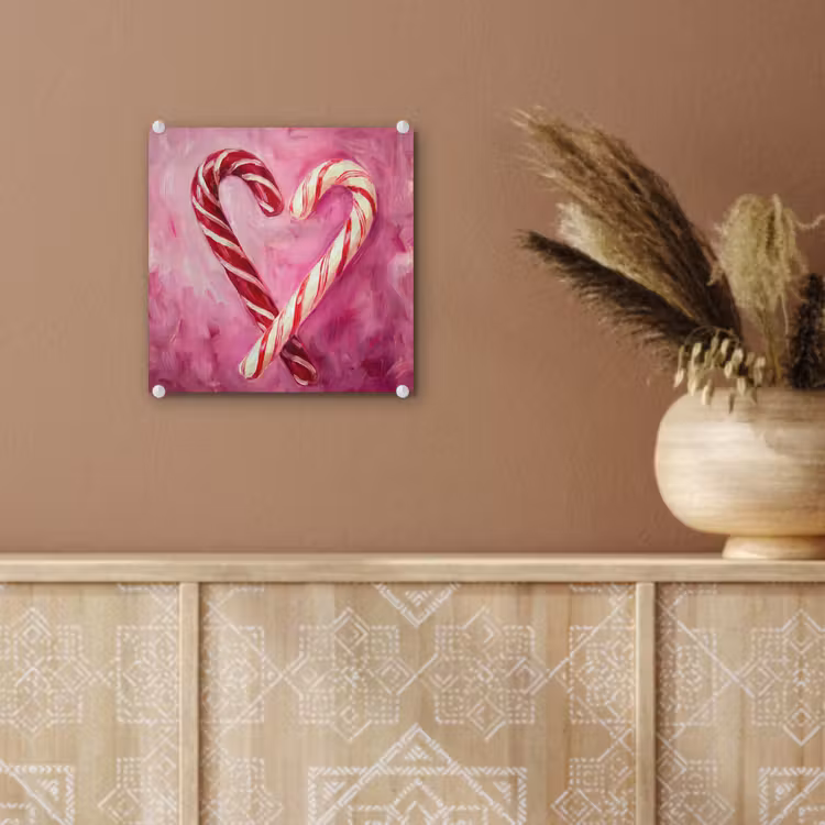 Glas schilderij - Snoep - Hart - Roze — 6