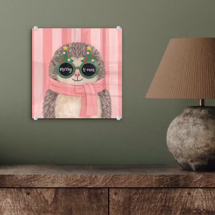 Glas schilderij - Egel - Kerst - Illustratie — 4