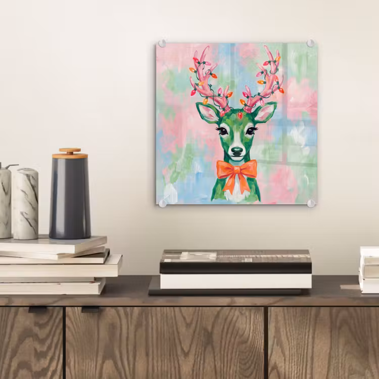 Glas schilderij - Hert - Kerst - Dieren — 2