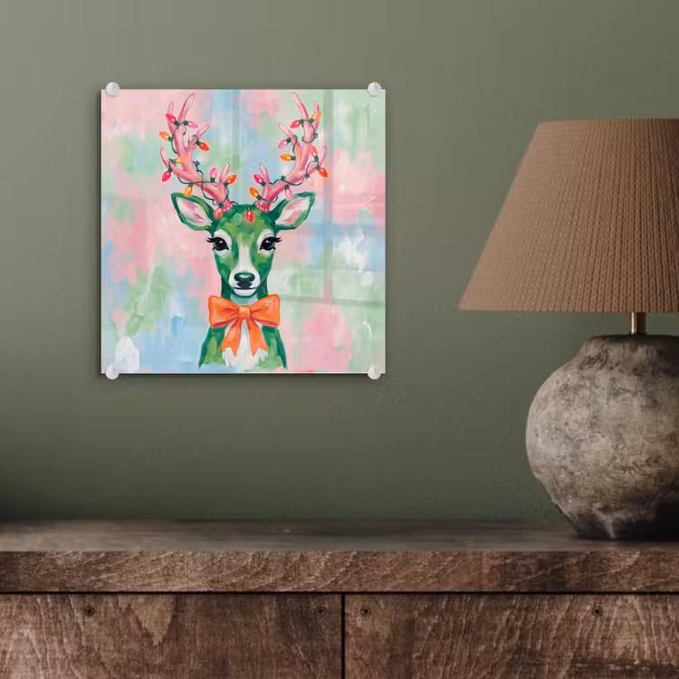 Glas schilderij - Hert - Kerst - Dieren — 4