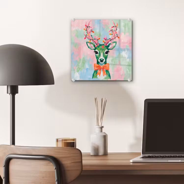Glas schilderij - Hert - Kerst - Dieren — 7