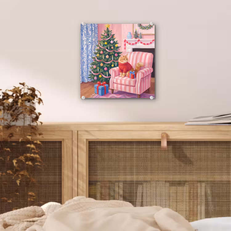 Glas schilderij - Kat - Kerst - Interieur — 5