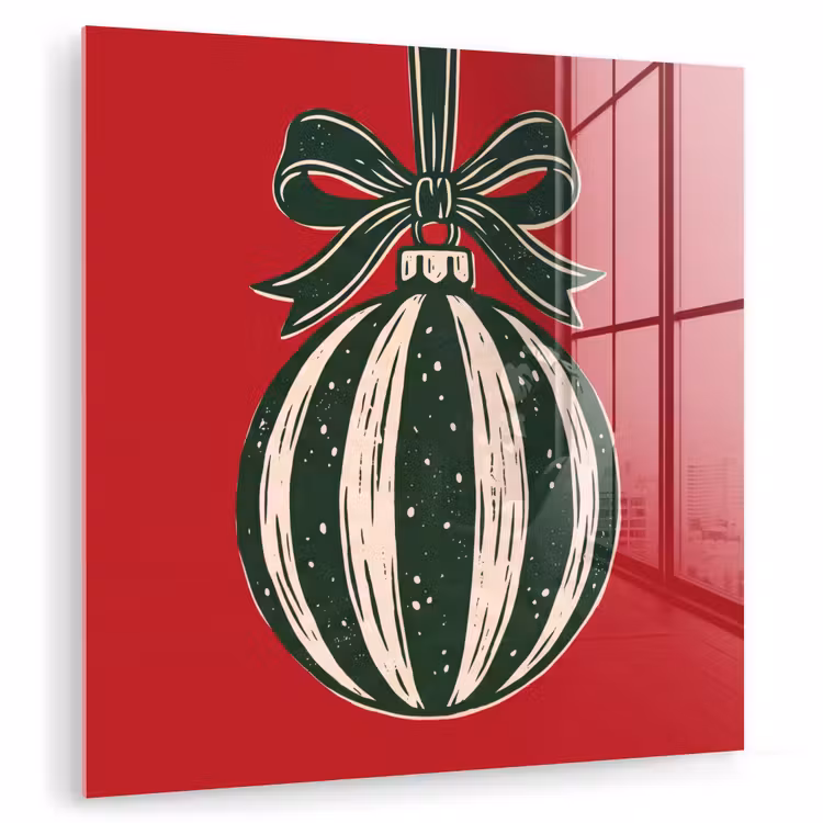 Glas schilderij - Kerstbal - Kerst - Rood — 1