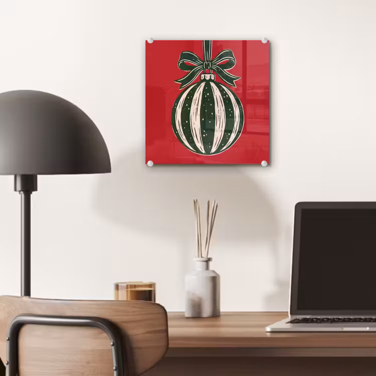 Glas schilderij - Kerstbal - Kerst - Rood — 7