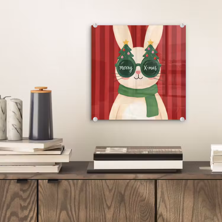 Glas schilderij - Konijn - Kerst - Dieren — 2