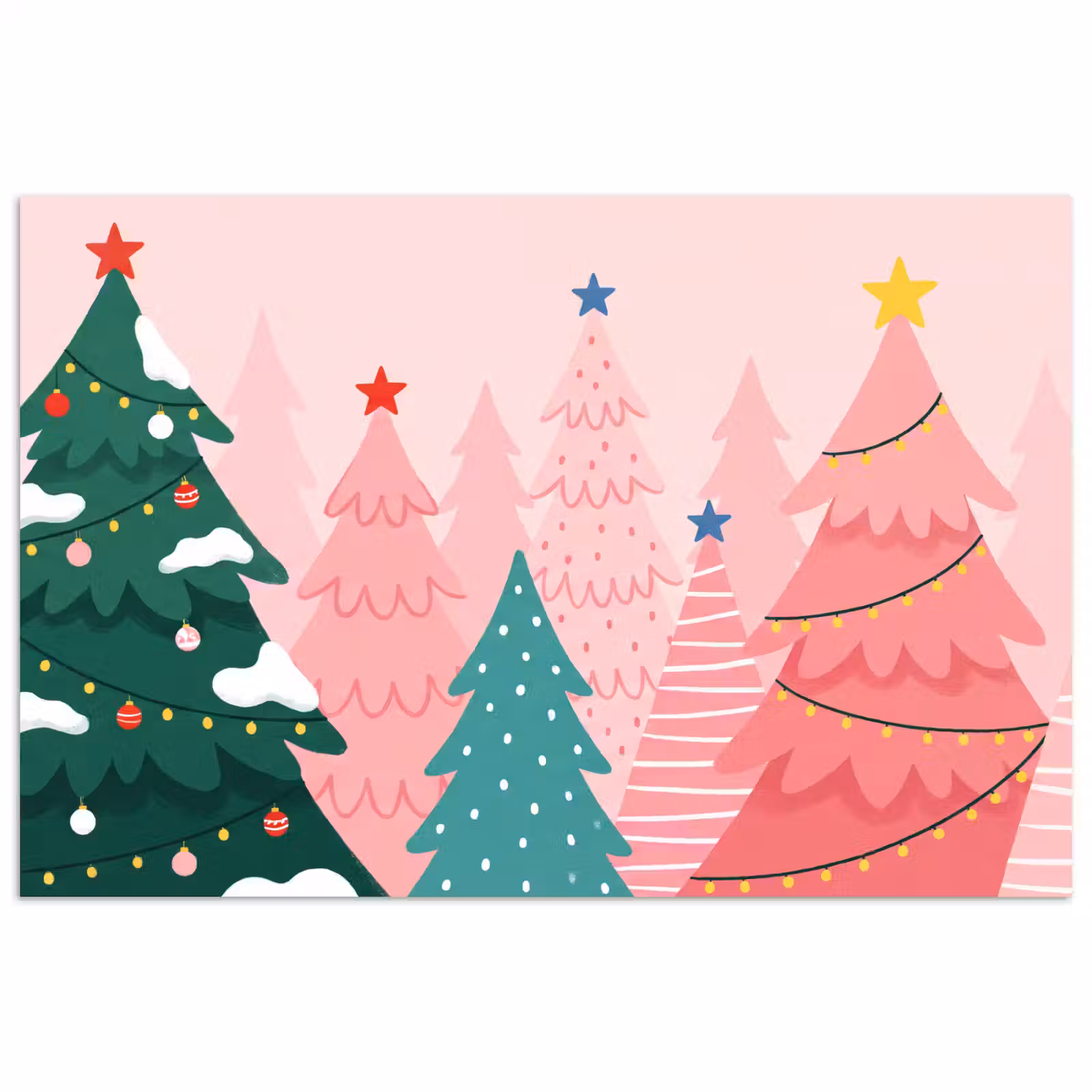 Poster - Kerstbomen - Illustratie - Roze — 1