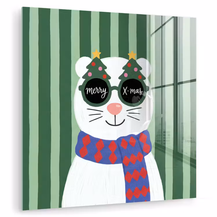 Glas schilderij - Dier - Winter - Cartoon — 1
