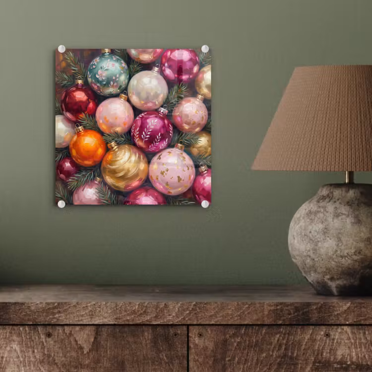 Glas schilderij - Kerstballen - Kleurrijk - Feest — 4